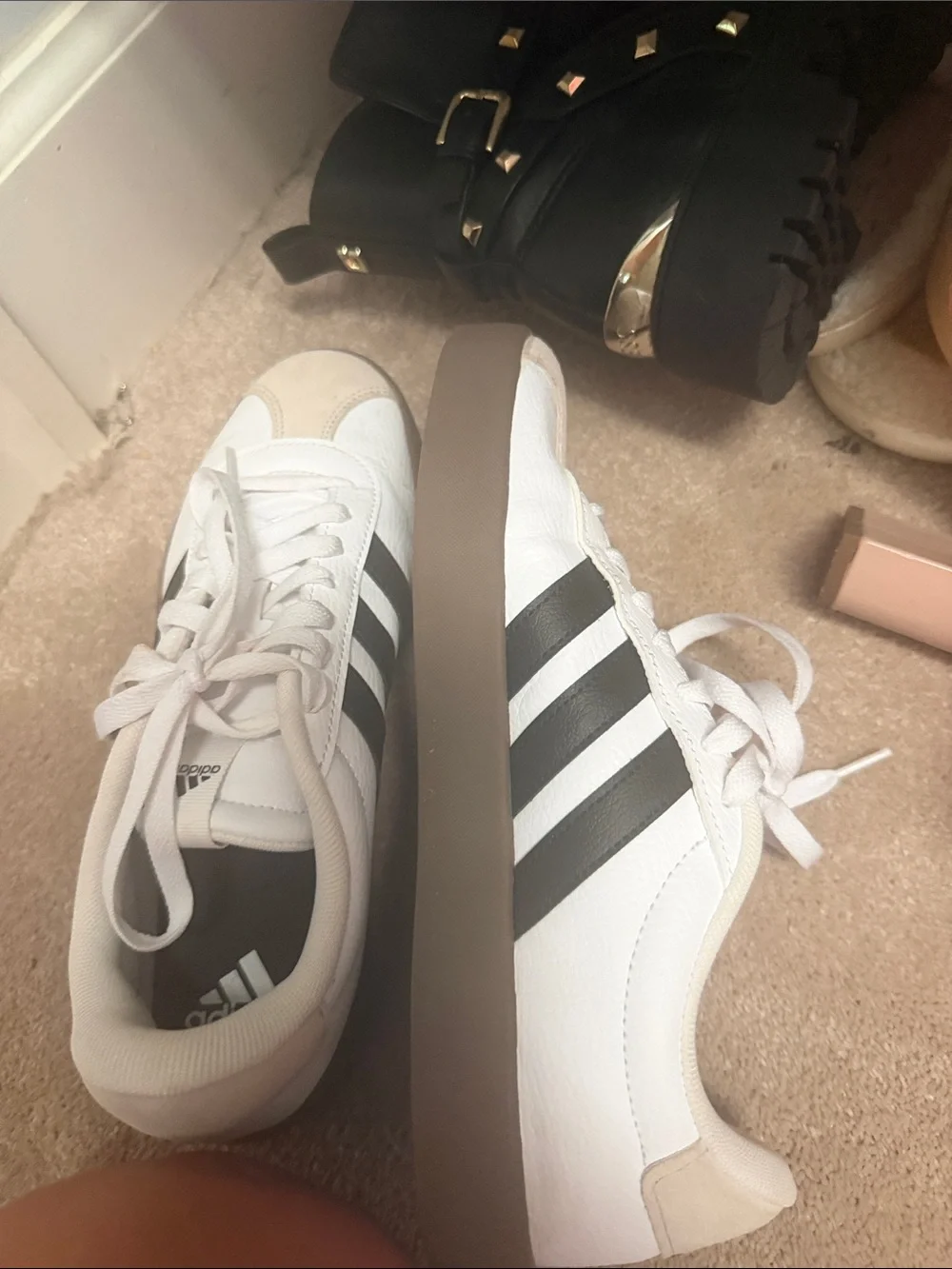 adidas White and Black Retro Court Sneakers